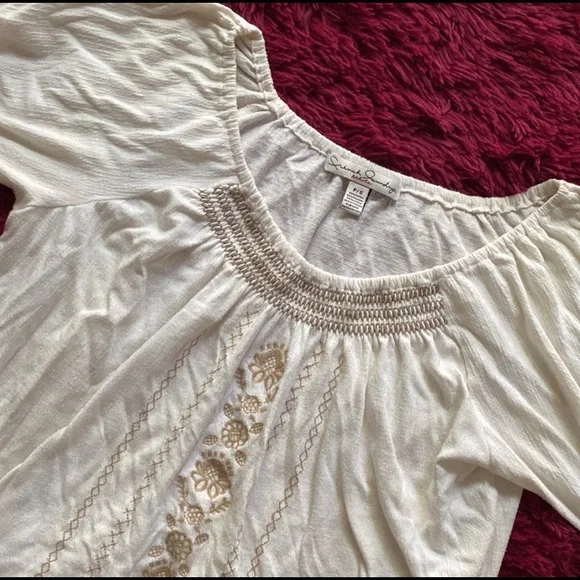 Boho cream scoop neck top - Picture 2 of 14